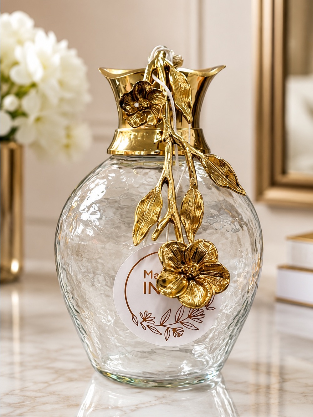 Elegant Gold-Accent pitcher Glass